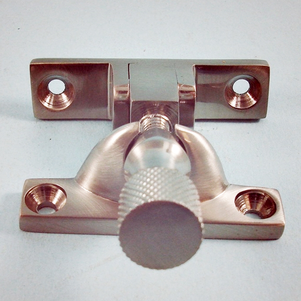 THD080/SNP • Non-Locking • Satin Nickel • Narrow Brighton Pattern Knurled Top Sash Fastener